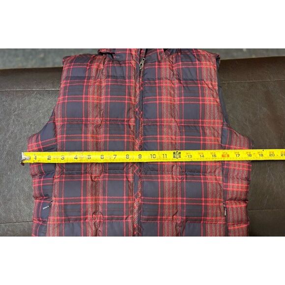 Patagonia Puffer Vest Women's Sz M Goosedown Hooded Red Navy‎ Plaid *Read* - Picture 9 of 14